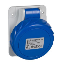 Розетка для установки в щит угловая, безвинт, 16А, 2P+E, IP67, 200-250В, Schneider Electric PKY16F723
