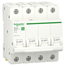 Автоматичний вимикач 6kA 4P 16A C, Resi9 Schneider Electric R9F12416