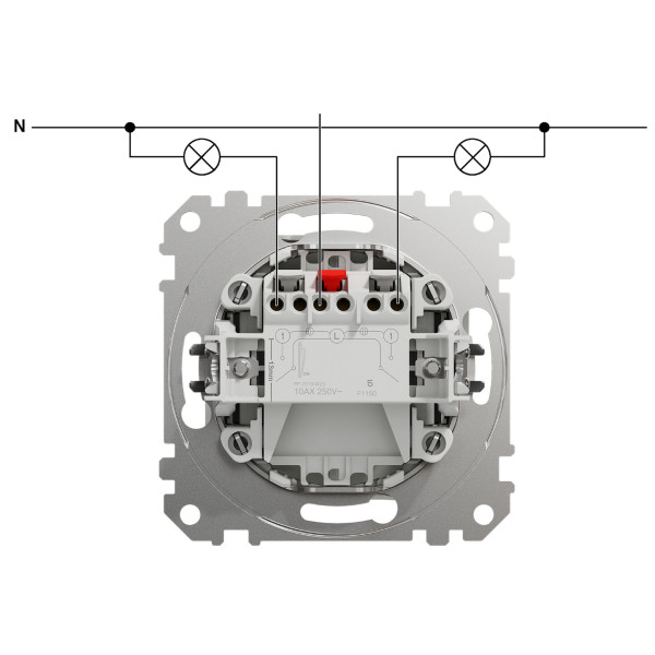 Двохклавішний вимикач 10А-250В, Білий, Sedna Design SDD111105