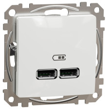 Розетка USB подвійна А+А, 2.1А, 230В, Білий, Sedna Design SDD111401