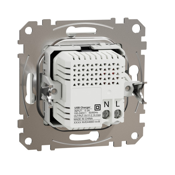 Розетка USB подвійна А+А, 2.1А, 230В, Білий, Sedna Design SDD111401