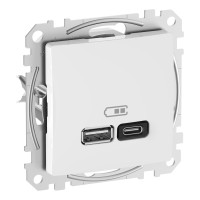 Розетка USB подвійна А+С, 3А, 45Вт, 230В, Білий, Sedna Design SDD111404