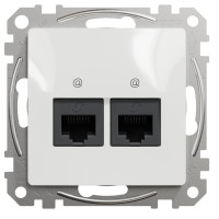 Комп'ютерна розетка подвійна RJ45, кат. 5e, неекр. UTP, Білий, Sedna Design SDD111452