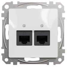 Комп'ютерна розетка подвійна RJ45, кат. 5e, неекр. UTP, Білий, Sedna Design SDD111452