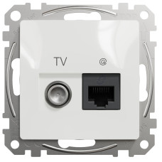 Комп'ютерна розетка RJ45+TV, кат. 6, неекр. UTP, Білий, Sedna Design SDD111469T