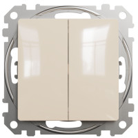 Двохклавішний вимикач 10А-250В, Бежевий, Sedna Design SDD112105