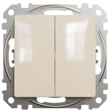 Двохклавішний вимикач 10А-250В, Бежевий, Sedna Design SDD112105