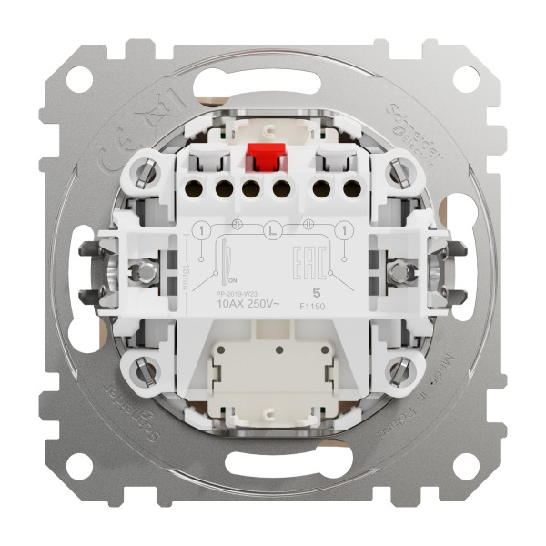 Двохклавішний вимикач з синьою підсвіткою 10А-250В, Бежевий, Sedna Design SDD112105L