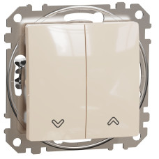 Вимикач для жалюзі кнопковий, 10А-250В, Бежевий, Sedna Design SDD112114
