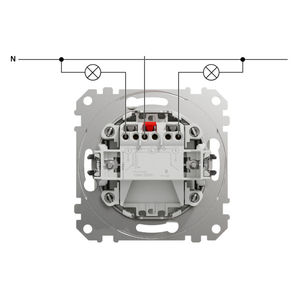 Двохклавішний вимикач 10А-250В, Алюміній, Sedna Design SDD113105