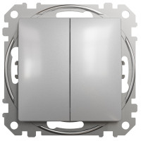Двухклавишный проходной переключатель 10А-250В, Алюминий, Sedna Design SDD113108