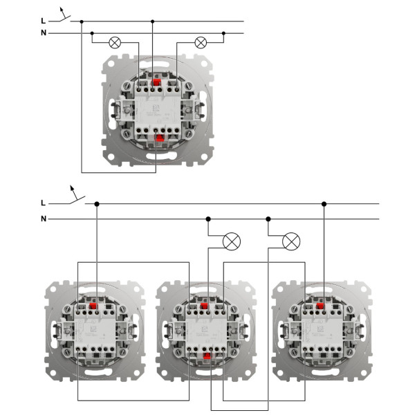 Двохклавішний прохідний перемикач 10А-250В, Алюміній, Sedna Design SDD113108