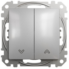 Вимикач для жалюзі кнопковий, 10А-250В, Алюміній, Sedna Design SDD113114