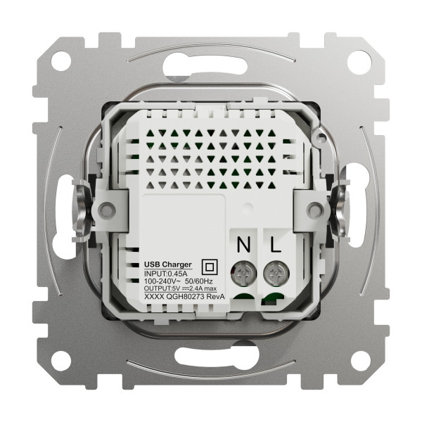 Розетка USB подвійна А+C, 2.4А, 230В, Алюміній, Sedna Design SDD113402
