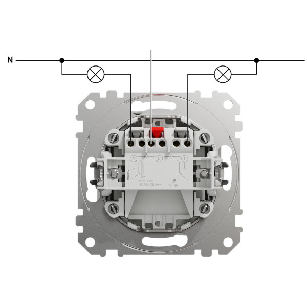 Двохклавішний вимикач 10А-250В, Чорно-сірий, Sedna Design SDD114105