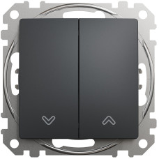 Вимикач для жалюзі кнопковий, 10А-250В, Чорно-сірий, Sedna Design SDD114114