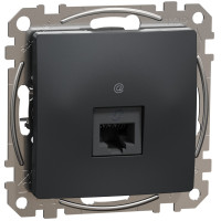 Комп'ютерна розетка RJ45, кат. 5e, неекр. UTP, Чорно-сірий, Sedna Design SDD114451