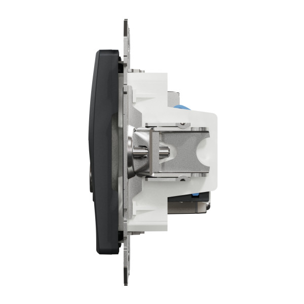 Комп'ютерна розетка RJ45+TV, кат. 6, неекр. UTP, Чорно-сірий, Sedna Design SDD114469T