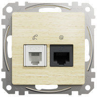 Розетка RJ45+RJ11 6UTP, береза Schneider Electric SDD180468