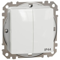 Двохклавішний вимикач IP44, 10А-250В, Білий, Sedna Design SDD211105