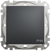 Одноклавішний прохідний перемикач IP44, 10А-250В, Чорно-сірий, Sedna Design SDD214106