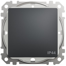 Одноклавішний прохідний перемикач IP44, 10А-250В, Чорно-сірий, Sedna Design SDD214106