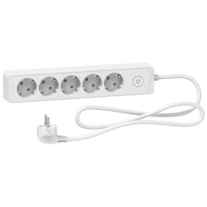 Подовжувач на 5 розеток, кабель 1,5 метри, білий, Schneider Electric ST9451W