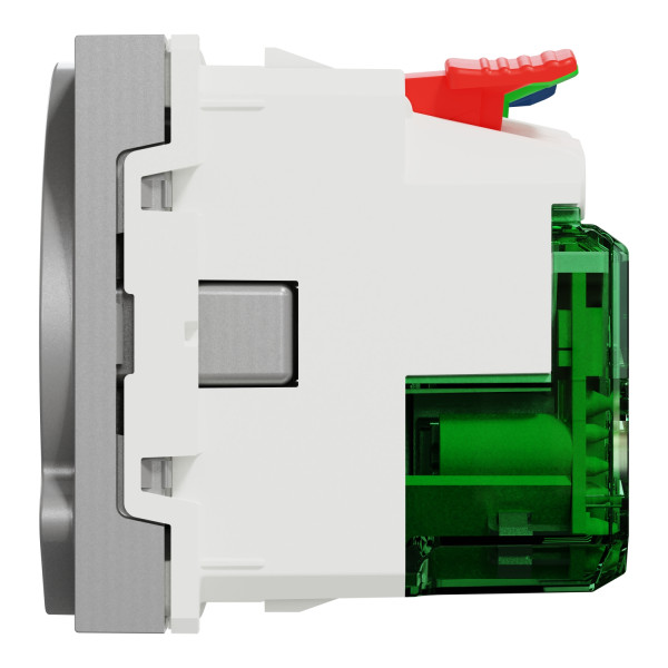 Розетка з з/к зі шторками, 16А + USB Type C, 2.1A, безгвин. клеми, алюміній, Unica NEW NU301730