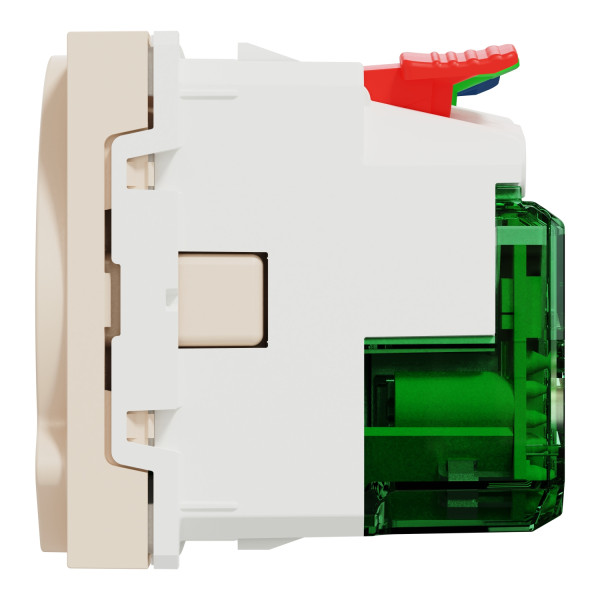Розетка з з/к зі шторками, 16А + USB Type C, 2.1A, безгвин. клеми, бежевий, Unica NEW NU301744