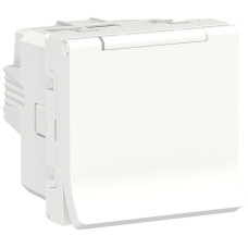 Розетка з з/к зі шторками і кришкою, 16А, гвинтові клеми, білий, Unica NEW NU303718TA