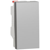 Переключатель 1-клавишный проходной, 10А, 1 модуль, алюминий, Unica NEW NU310330