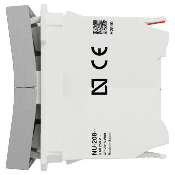 Вимикач для жалюзі, 6А, 2 модуля, алюміній, Unica NEW NU320830