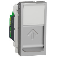 Розетка комп'ютерна RJ45, одинарна, кат.5e UTP, 1 модуль, алюміній, Unica NEW NU341030