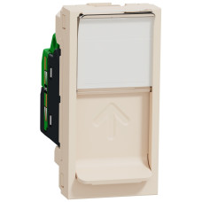 Розетка комп'ютерна RJ45, одинарна, кат.5e UTP, 1 модуль, бежевий, Unica NEW NU341044