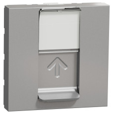 Розетка комп'ютерна RJ45, одинарна, кат.5e UTP, 2 модуля, алюміній, Unica NEW NU341130