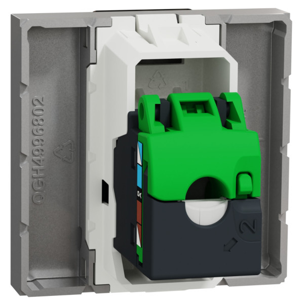 Розетка комп'ютерна RJ45, одинарна, кат.5e UTP, 2 модуля, алюміній, Unica NEW NU341130