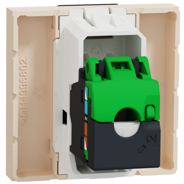 Розетка комп'ютерна RJ45, одинарна, кат.5e UTP, 2 модуля, бежевий, Unica NEW NU341144