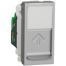 Розетка комп'ютерна RJ45, одинарна, кат.6 UTP, 1 модуль, алюміній, Unica NEW NU341430