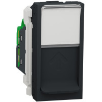 Розетка комп'ютерна RJ45, одинарна, кат.6 UTP, 1 модуль, антрацит, Unica NEW NU341454