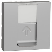 Розетка комп'ютерна RJ45, одинарна, кат.6 UTP, 2 модуля, алюміній, Unica NEW NU341530