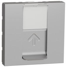 Розетка комп'ютерна RJ45, одинарна, кат.6 UTP, 2 модуля, алюміній, Unica NEW NU341530