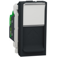 Розетка комп'ютерна RJ45, одинарна, кат.6 STP, 1 модуль, антрацит, Unica NEW NU341654