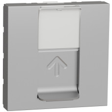 Розетка комп'ютерна RJ45, одинарна, кат.6 STP, 2 модуля, алюміній, Unica NEW NU341730