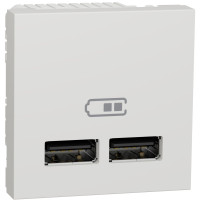 Розетка USB зарядна подвійна 2.1А, тип А, 2 модуля, білий, Unica NEW NU341818