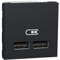 Розетка USB зарядна подвійна 2.1А, тип А, 2 модуля, антрацит, Unica NEW NU341854