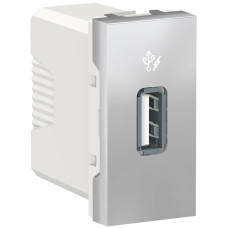 Розетка USB зарядна 1.05А, тип А, 1 модуль, алюміній, Unica NEW NU342830