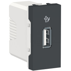 Розетка USB зарядна 1.05А, тип А, 1 модуль, антрацит, Unica NEW NU342854