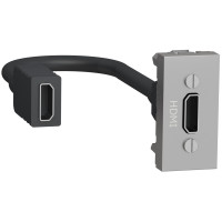 Розетка HDMI, 1 модуль, алюминий, Unica NEW NU343030