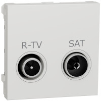 Розетка R-TV/SAT проходная, 2 модуля, белый, Unica NEW NU345618