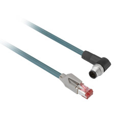 Мідний кабель Ethernet, радіочастотна ідентифікація XG, З’єднувальний кабель M12/RJ45 пряма/колінчаста екранована 10 м, Telemecanique XGSZ22E4510